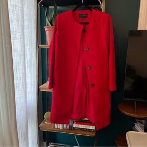 Ann Taylor red collarless wool blend jacket